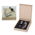 Budget Wine Opener And Stopper Set In Light Wood Colored Case